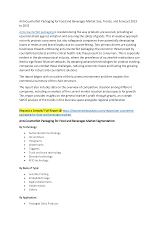 Anti-Counterfeit Packaging for Food and Beverages Market