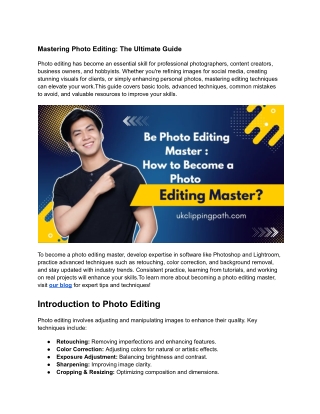 How to Become a Photo Editing Expert | Tips & Tricks