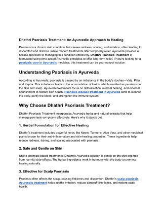 Dhathri Psoriasis Treatment_ An Ayurvedic Approach to Healing