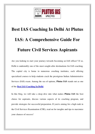 Best IAS Coaching in Delhi at Plutus IAS – Top UPSC Preparation Institute