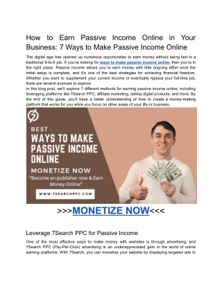How to Earn Passive Income Online in Your Business_ 7 Ways to Make Passive Income Online