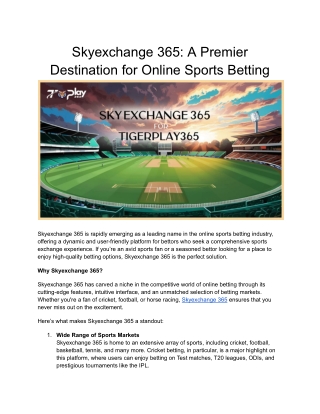 Skyexchange 365_ A Premier Destination for Online Sports Betting