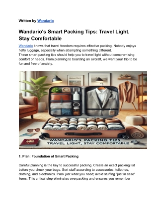 Wandario's Travel Tips for Comfort and Lightweight