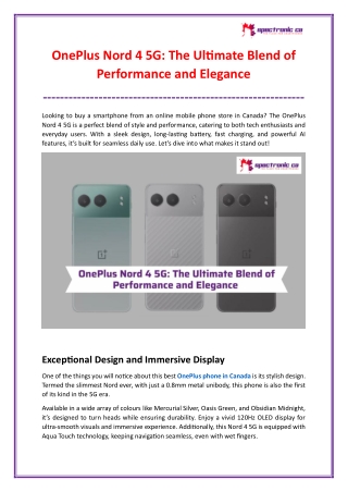 OnePlus Nord 4 5G The Ultimate Blend of Performance and Elegance