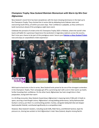 New Zealand Maintain Momentum with Warm-Up Win Over Afghanistan