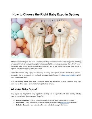 How to Choose the Right Baby Expo in Sydney