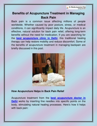 Best Acupuncture Clinic in Delhi