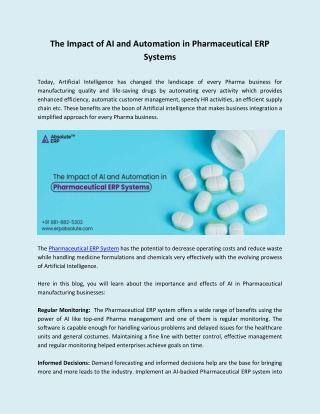 The Impact of AI and Automation in Pharmaceutical ERP Systems