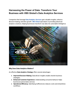 Harnessing the Power of Data_ Transform Your Business with VBS Global’s Data Analytics Services
