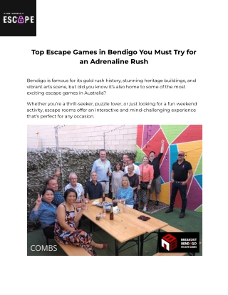 Top Escape Games in Bendigo You Must Try for an Adrenaline Rush