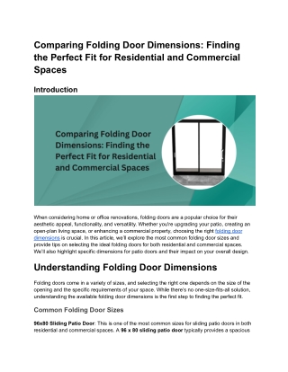 Comparing Folding Door Dimensions_ Finding the Perfect Fit for Residential and Commercial Spaces