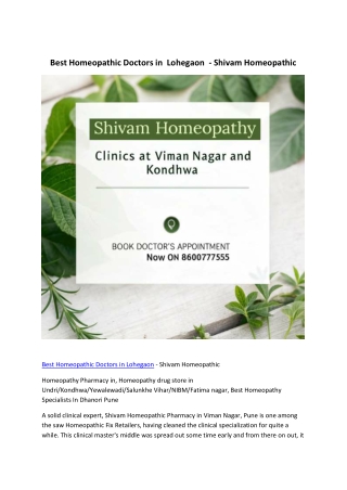 Best Homeopathic Doctors in  Lohegaon  - Shivam Homeopathic