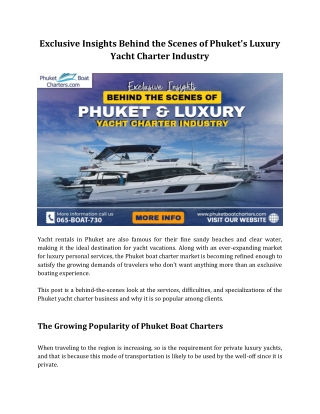 Exclusive Insights Behind the Scenes of Phuket's Luxury Yacht Charter Industry