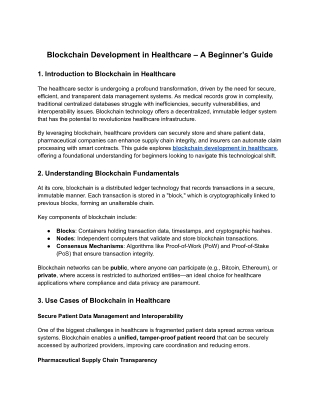 Blockchain Development in Healthcare – A Beginner’s Guide