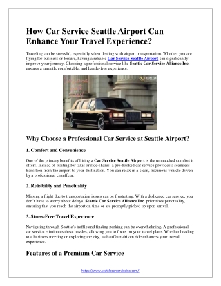 How Car Service Seattle Airport Can Enhance Your Travel Experience