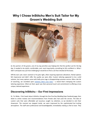 Why I Chose InStitchu Men’s Suit Tailor for My Groom’s Wedding Suit