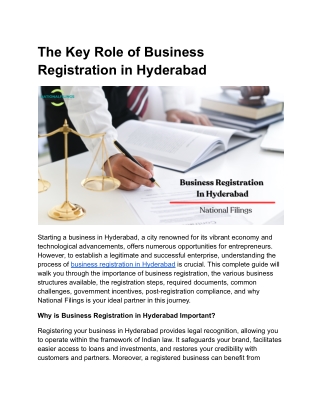 The Key Role of Business Registration in Hyderabad - Google Docs