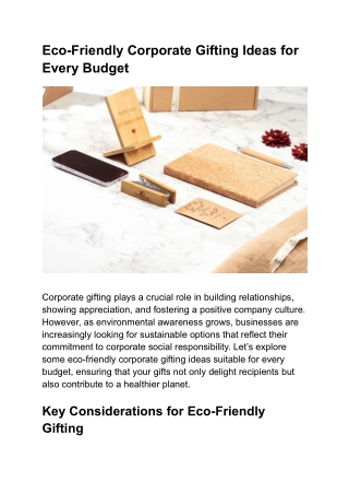 Eco-Friendly Corporate Gifting Ideas for Every Budget