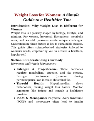 Weight Loss for Women_ A Simple Guide to a Healthier You