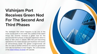 Vizhinjam Port Receives Green Nod For The Second And Third Phases