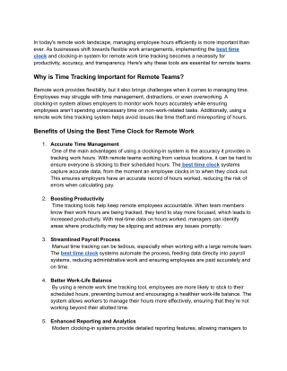 Best Time Clock for Remote Work_ Effective Clocking In System