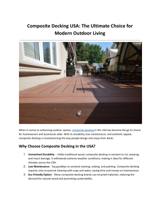 Composite Decking USA: The Ultimate Choice for Modern Outdoor Living