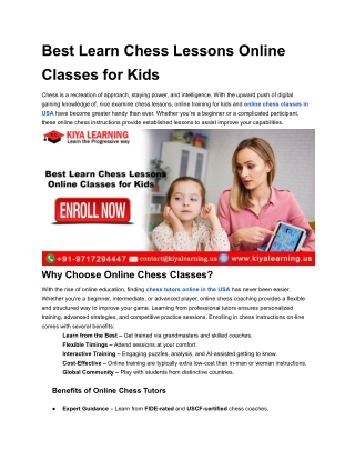 Best Learn Chess Lessons Online Classes for Kids