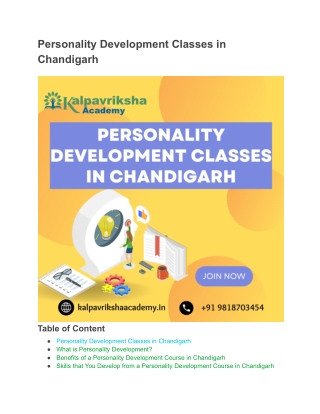 Best Institute for Personality Development Course in Chandigarh