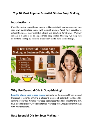 Top 10 Most Popular Essential Oils for Soap Making