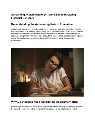 Accounting Assignment Help: Understanding the Accounting Role in Education