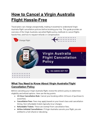 How to Cancel a Virgin Australia Flight Hassle-Free