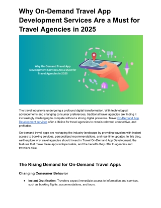 Why On-Demand Travel App Development Services Are a Must for Travel Agencies in 2025