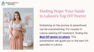 Best IVF Doctor In Lahore