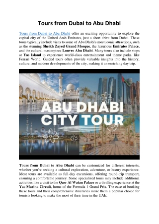 Tours from Dubai to Abu Dhabi