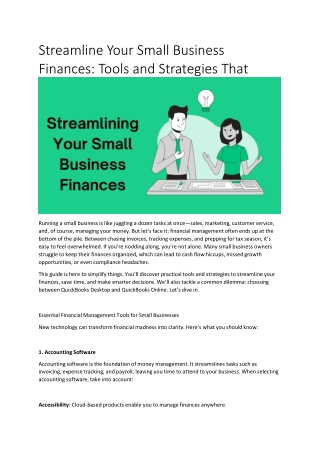 Streamline Your Small Business Finances: Tools and Strategies That Work