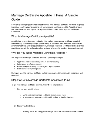 Optimal Marriage Certificate Apostille Company in Pune