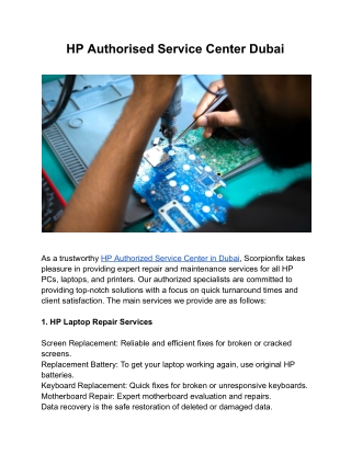 HP Authorised Service Center Dubai
