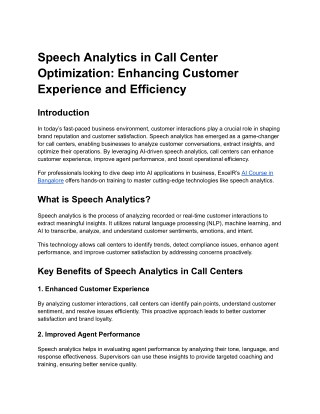 Speech Analytics in Call Center Optimization_ Enhancing Customer Experience and Efficiency