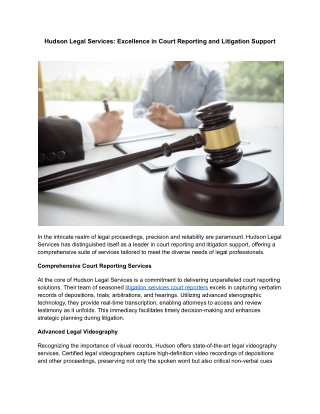 Hudson Legal Services: Excellence in Court Reporting and Litigation Support