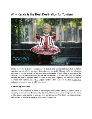 Why Kerala is the Best Destination for Tourism
