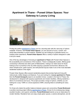 Apartment in Thane – Puneet Urban Spaces_ Your Gateway to Luxury Living