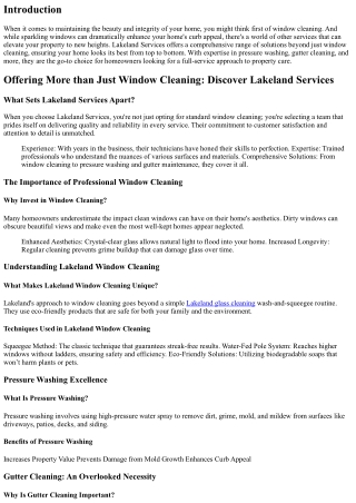 Offering More than Just Window Cleaning: Discover Lakeland Services