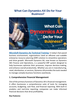 Best MicroSoft Dynamics Ax Technical Training - Visualpath