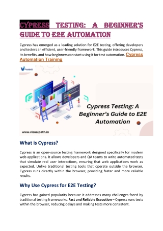 Cypress Training | Cypress Training Online