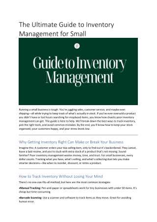 The Ultimate Guide to Inventory Management for Small Businesses