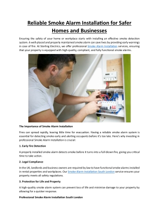 Reliable Smoke Alarm Installation for Safer Homes and Businesses
