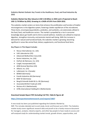 Eubiotics Market 2024- Size, Share & Outlook | Latest Advancements By 2032