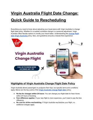 Virgin Australia Flight Date Change Quick Guide to Rescheduling