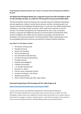 Feed Phosphate Market - Global Share, Size, Trend & Industry Analysis By 2032