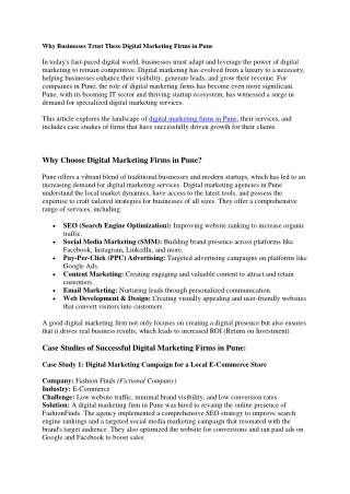 Grow Your Brand with the Expertise of Digital Marketing Firms in Pune